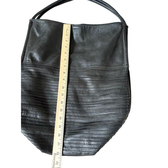 MAJO Leather Hobo Tote Bag Black made in Italy - Picture 9 of 15